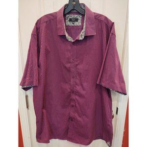 MMXIV Striped Mens 2XLT Shirt Purple Paisley Trim Short Sleeve Button Up Tall